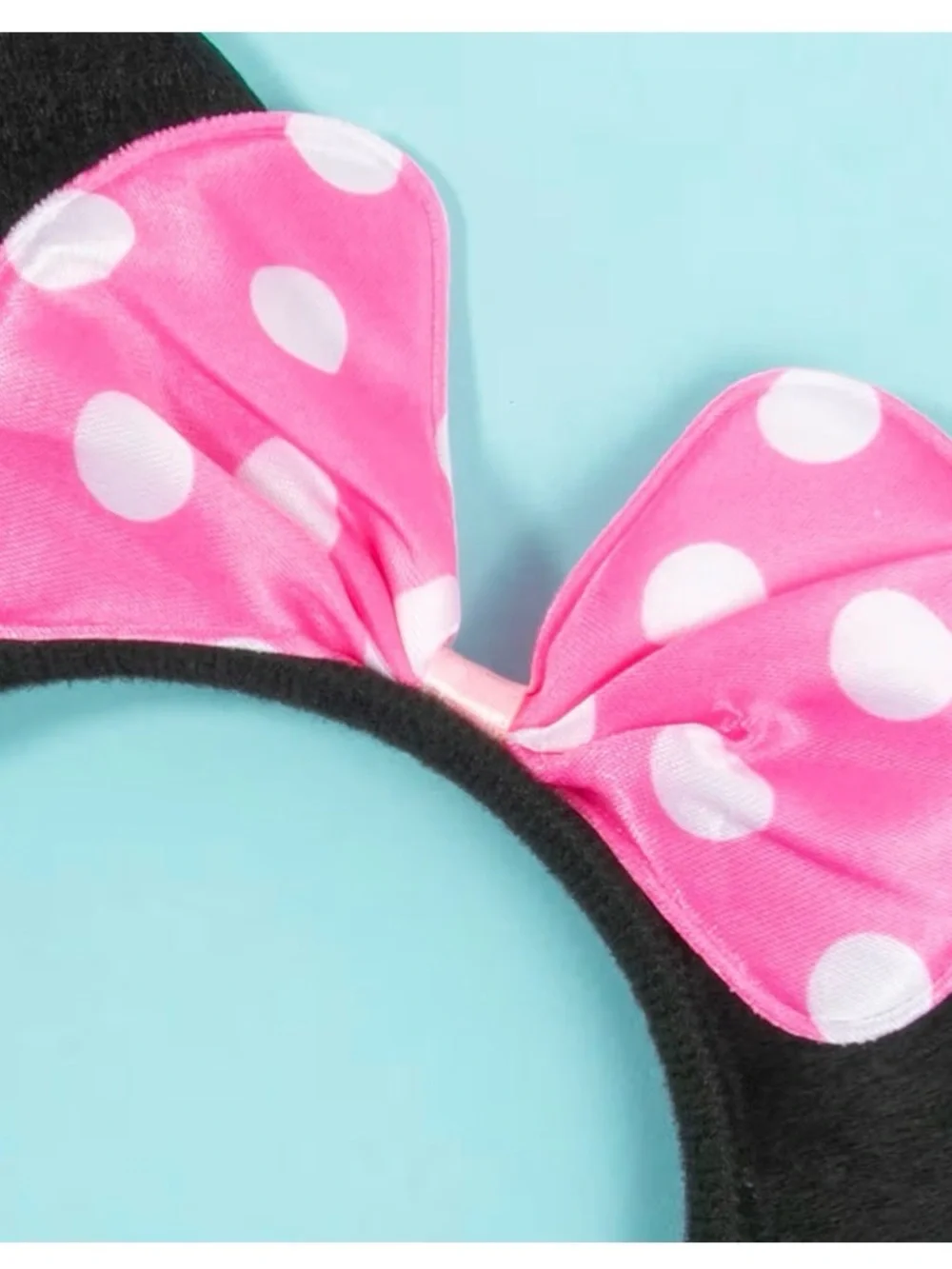 Minnie Mouse Ears Headband 2pcs, Solid Black and Pink Bow with Polka Dot, Party